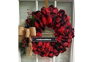 Red Buffalo Plaid Wreath-Rustic Christmas Wreath