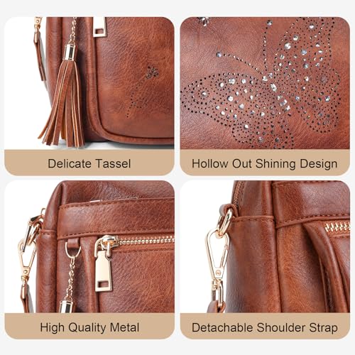 Image of KITEVIUN Crossbody Bags for Women Trendy Leather Crossbody Purse Shoulder Handbags Butterfly Design
