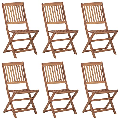 vidaXL Lot de 6 Chaises Pliables d'Extérieur, Sièges de Terrasse, Chaises de Balcon, Meubles de Patio Jardinage, Bois d'Acacia Solide