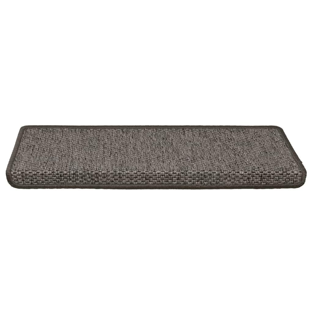 15 Selbstklebende Stufenmatten Set 65x21x4 cm Sisal-Optik Grau & Beige rutschhemmend waschbar als Teppich für Treppenstufen im Flur Wohnzimmer und Schlafzimmer
