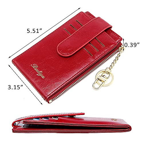 Image of Badiya Slim Women Wallet RFID Blocking Bifold Compact 9 Card Slots Holder Wallets Soft Leather with Zipper Coin Pocket 2 ID Window