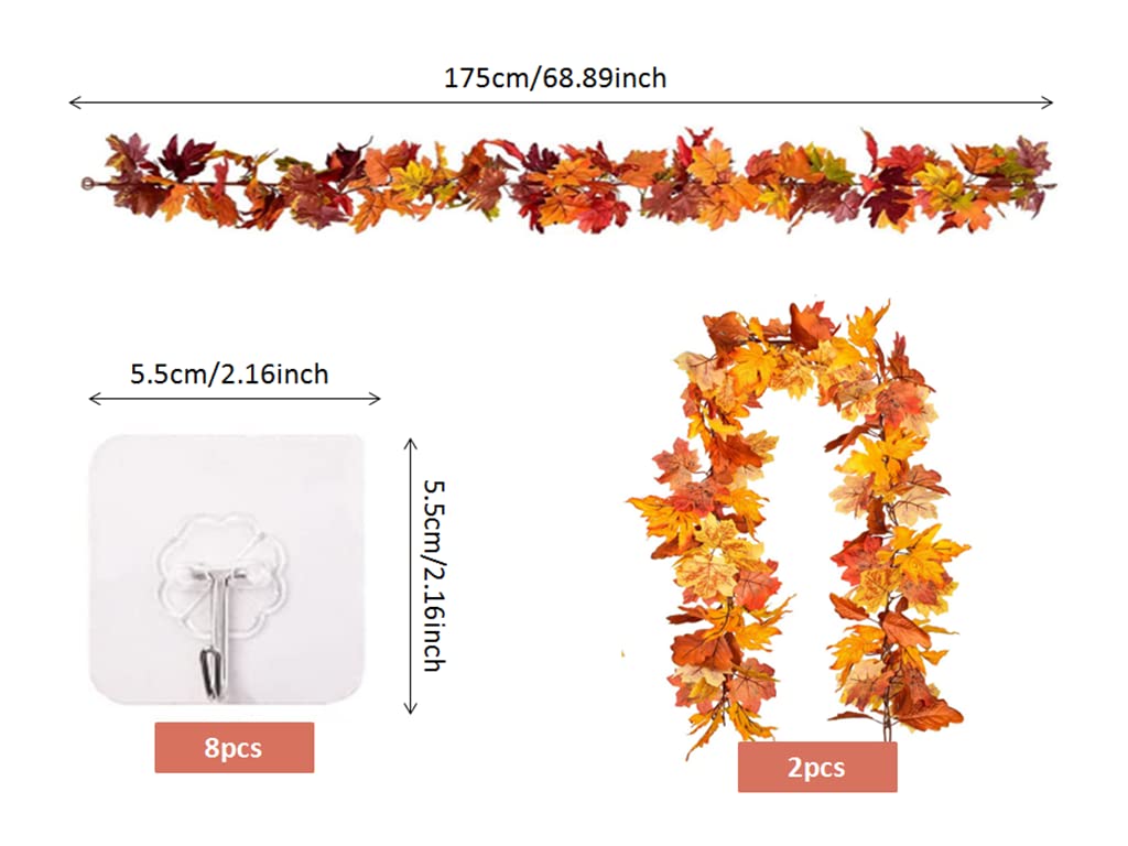2x Herbst Girlanden 200cm - Künstliche Ahornblätter Deko Für Haus & Garten