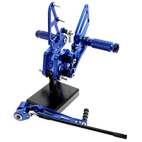 FXCNC CNC Billet Motorcycle Rearset Foot Pegs Rear Set Footrests Fully Adjustable Foot Boards Compatible with GSX-R GSXR 600 750 GSXR600 GSXR750 GSX-R600 GSX-R750 2006-2010