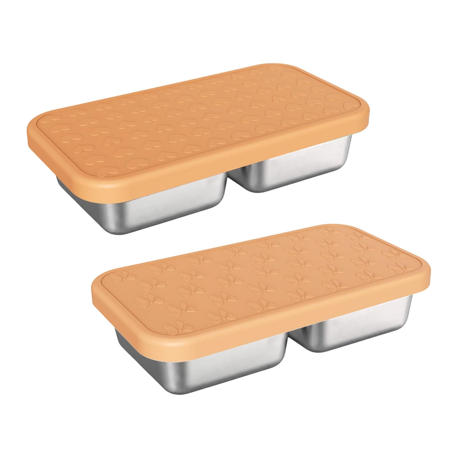 Portable Stainless Steel Meal Prep Box, Divided Lunch Container with Silicone Lid for School Workday Packed Meals Rectangular Divided Lunch Container Silicone Lid Meal Prep Box Portable Food Storage