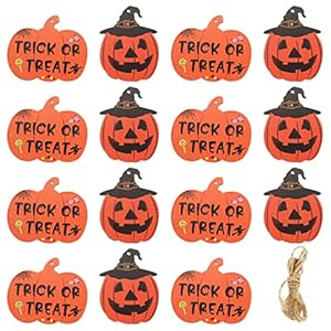 LIFKOME Halloween Deko Schilder Dekoration Haustür Kürbi Türschilder 20pcs Holzschild zum Aufhängen Türschild Wandschild…