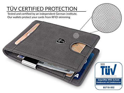 Travando Money Clip Wallet Atlanta Mens Front Pocket Slim Rfid Blocking - Credit Card Holder - Mini Bifold (Suede Leather, Grey) #TOP4