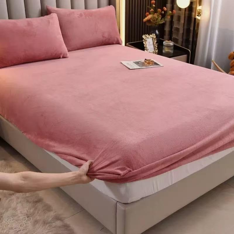 Drap housse en polaire épaisse 180x200x25cm pour lit d'hiver