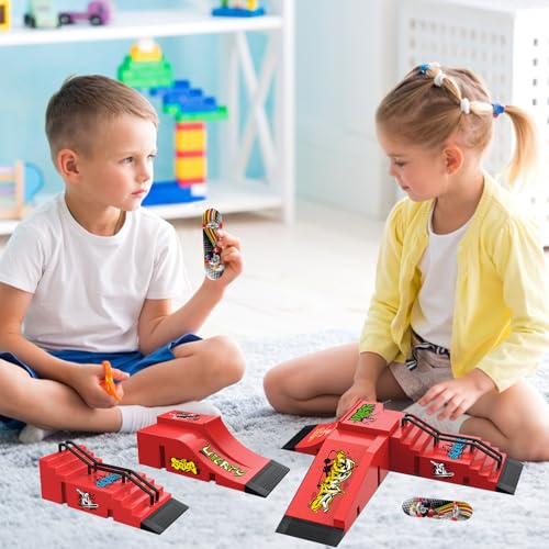 JurciCat Mini Fingerboard Finger Skateboard Ramp Zubehör Set mit 1 Fingerskateboards und Ersatzzubehör Ultimate Sport Training Requisiten (A)