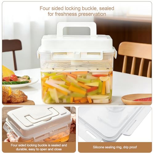 Miniatura 7 de Yuhtech Contenedor De Fermentación De 5 L, Recipiente De Fermentación Kimchi Con Tapa Hermética, Recipiente Para Kimchi, Recipiente De Conservación, Recipiente De Fermentación De Prensa