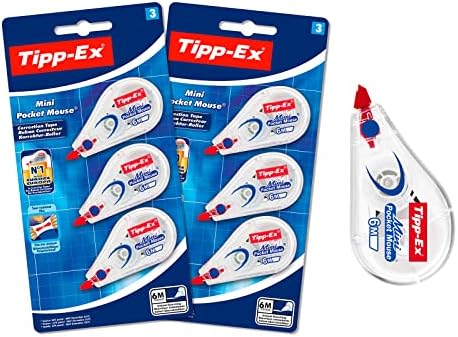 Bic 962703 6 M Tipp-Ex Mini Pocket Mouse Correction Tape - Pack of 3