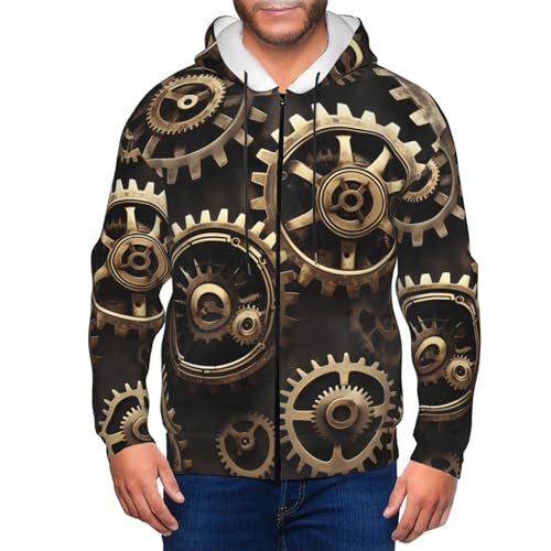 Sweat à capuche steampunk imprimé engrenages avec pull doux et chaud - 6
