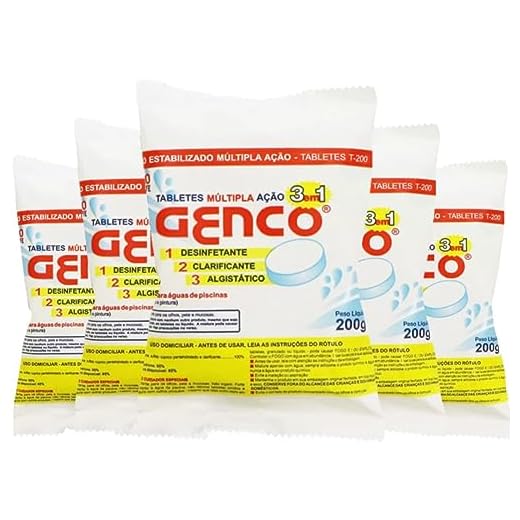 10 Pastilhas De Cloro Multiação T-200 Genco Para Piscina