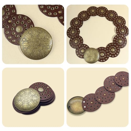 KJMYYXGS Chunky Belts for Women Western Style, Boho Wide Disc Concho Leather Waist Belt Vintage Country Circle y2k Belt3