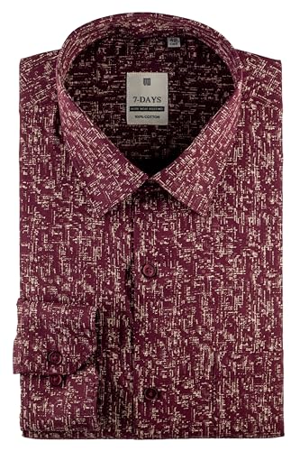 Image of 7-DAYS Men's Premium Printed Shirt - 100% Cotton, Regular Fit, Full Sleeve, with Pocket - Versatile for Formal Occasions and Casual Wear