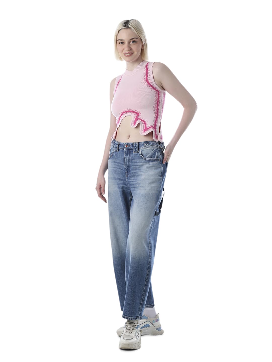 only Women Ribbed Asymmetric Hem Crop Top-picture-11