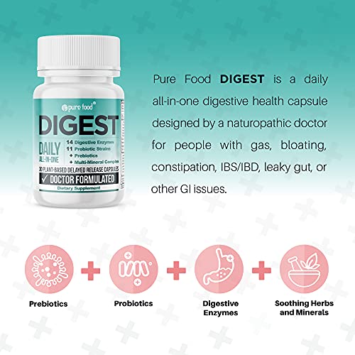 Pure-Food-Digest-American-Sourced-Probiotics-Digestive-Enzymes-Prebiotics-Digestive-Health-Supplement-for-Better-Digestion-Immunity-Natural-Gas-Relief-Belly-Bloating-IBS-30-Capsules