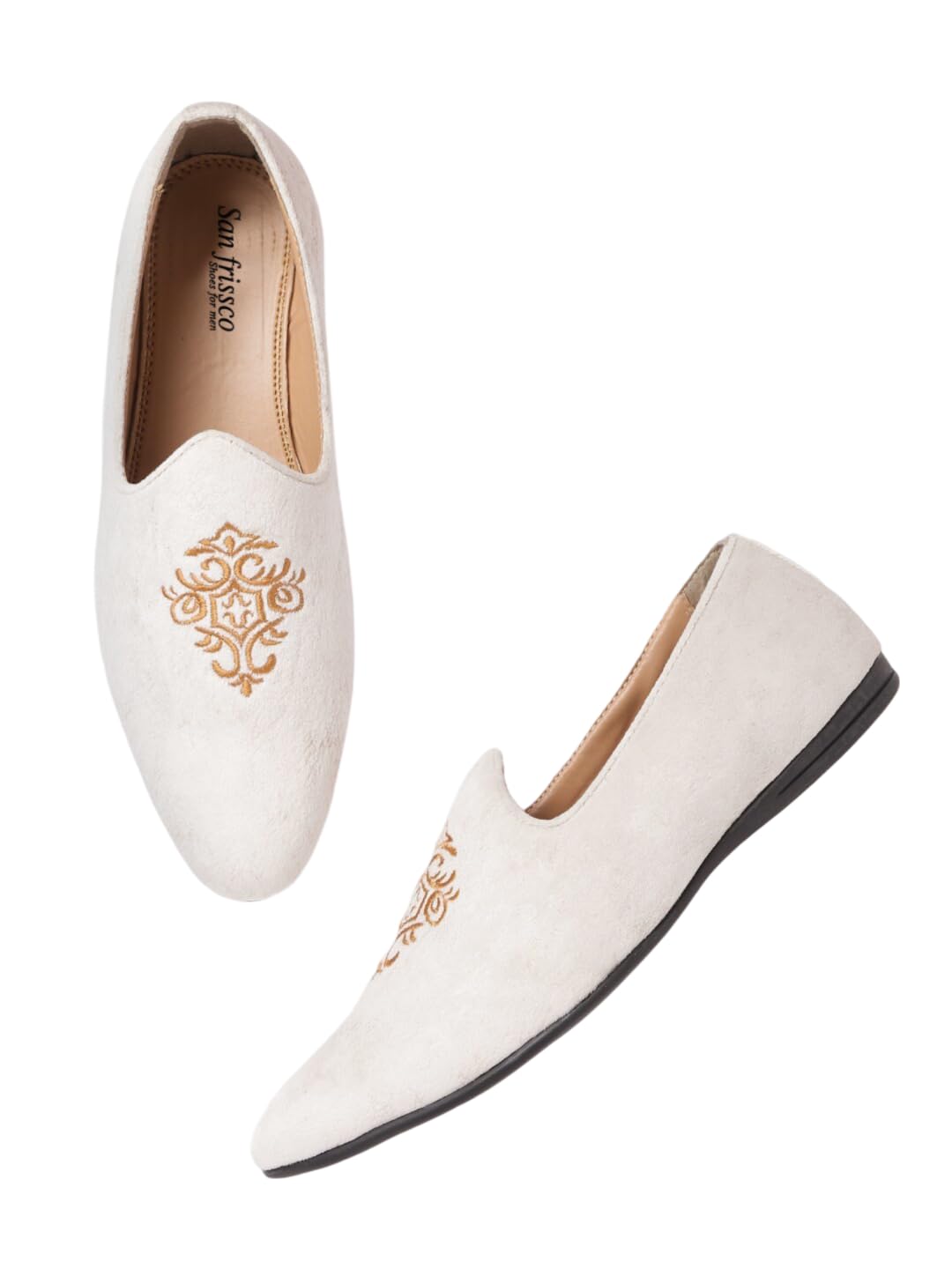San Frissco Embroidered Handcrafted Slip-Ons Ethnic Comfort Lightweight Mojaris Cushioned Footbed/Comfortable Fashionable Stylish Flexible for Men/Size : 10 (White) (B0D4GZN9NM) Amazon Price History, Amazon Price Tracker