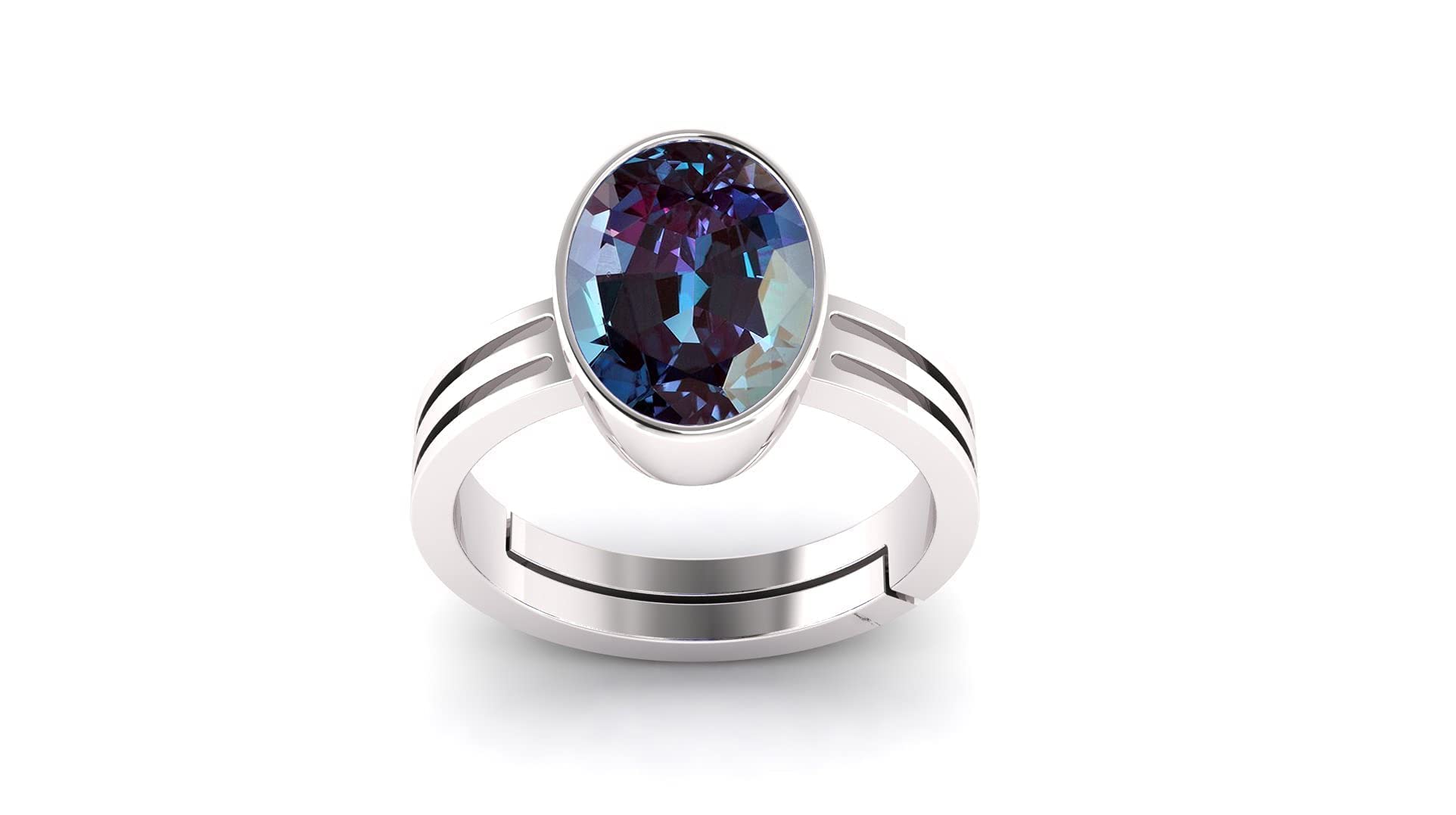 anuj sales Certified Unheated Untreatet 8.25 Ratti 7.00 Carat A+ Quality Natural Alexandrite Ring Silver Plated for Women's and Men's (GGTL Lab - Certified)-picture-20