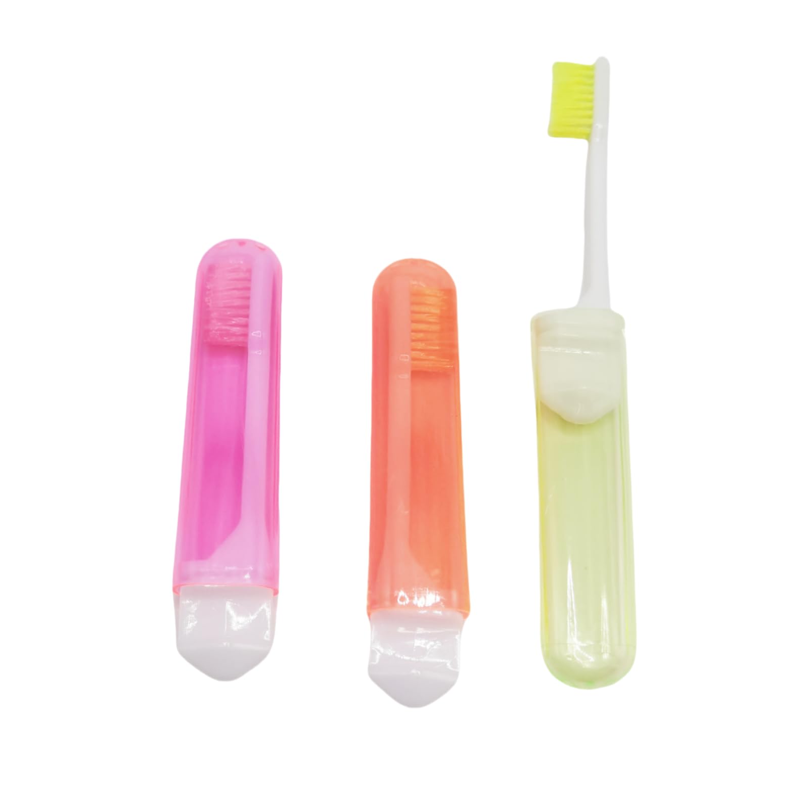 FANBODTA Travel Toothbrush Set for Family - 3 Mini Foldable Toothbrushes with Detachable Heads, Compact 4.53" Design, Medium Bristles, Portable for