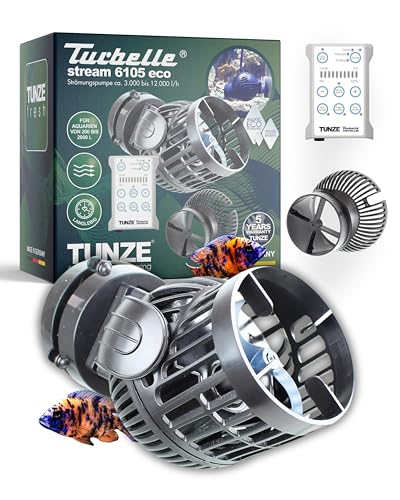 TUNZE Strömungspumpe Turbelle stream 6105 eco I Pumpe mit 3.000-12.000l/h Strömungsleistung I Propellerpumpe mit Magnet Holder & Silence Klemme bis 15mm Glasstärke I Süßwasser-Aquarium Wasserpumpe