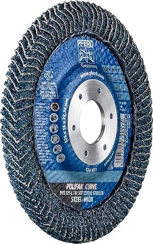 PFERD 67212 Polifan Zirkon Curve Radial Type Flap Disc, Zirconia Alumina, 4-1/2" Diameter, 5/8-11 Thread, 13300 RPM, 40 Grit - Image 3