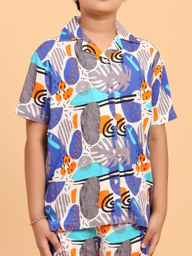 Image of Ninos Dreams Boys Cotton Rayon Halfsleeves Coord Set with Shirt & Shorts /Boys Vacation wear /boys co ord set /Boys Tropical print Shirt & Shorts set /Boys Clothing Set
