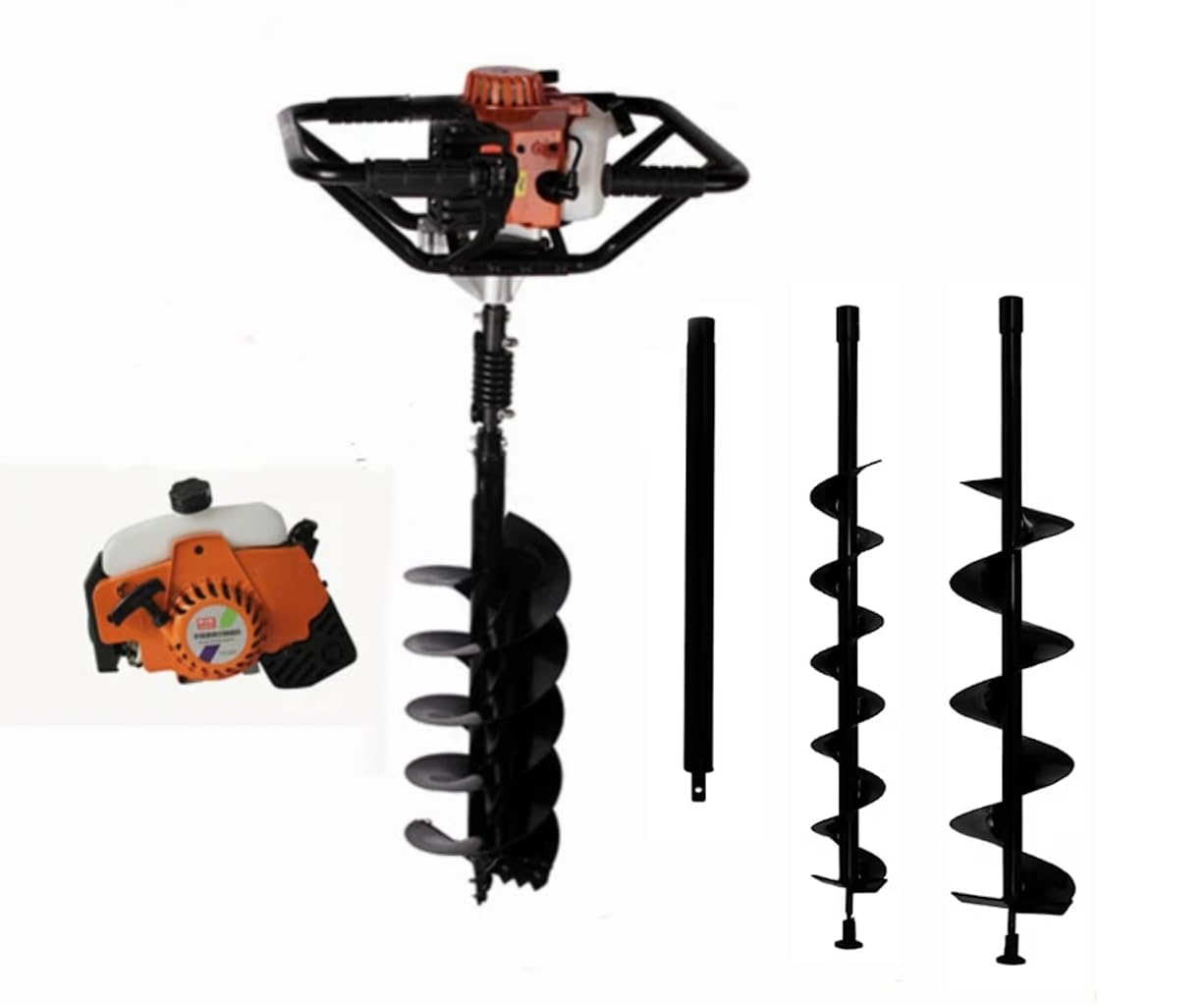 Akorida 82Cc 2Stroke Petrol Earth Auger Fence Post Ground Hole Borrer Digger 3 Drill Bits Diameter (100,200,300Mm), Post Level & Extension