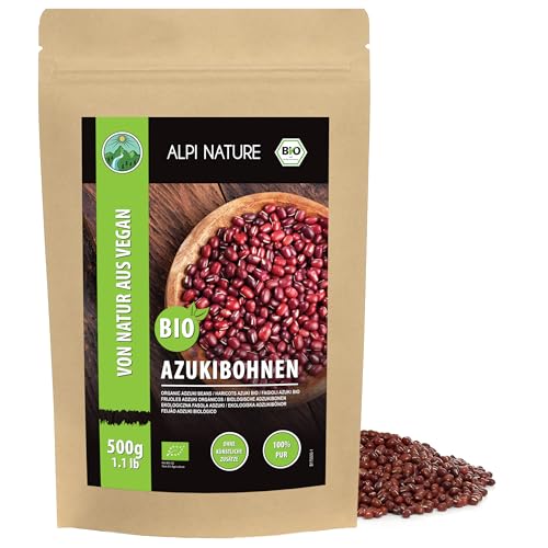 Alpi Nature Frijoles Azuki Orgánicos 500g, Frijoles Rojos Adzuki Enteros, Legumbres sin Gluten