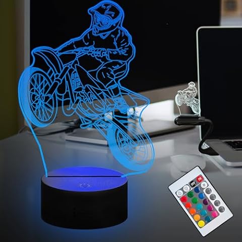 Laysinly Motorcyle Men Cool Sport Night Light Remote 16 Colors Touch dimming USB Charge Atmosphere Desk Lamp for boy 4 Mode Flash Smooth Home Decoration Cover