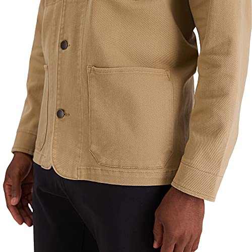Haggar Men's Lightweight Casual All Season Layering Jackets And Shirt Jackets, Khaki, Large #TOP1