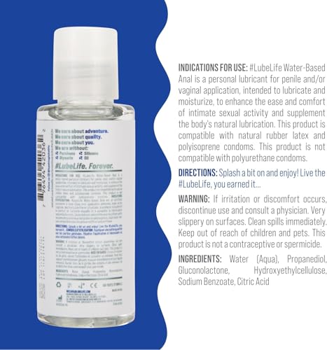 Image of LUBELIFE Water Based Anal Lube, Personal Lubricant Toy Safe, 3 x 2 fl oz | Regular anal lube gel for privacy, non-sticky water-based formula, toy and condom compatible, smooth confident glide
