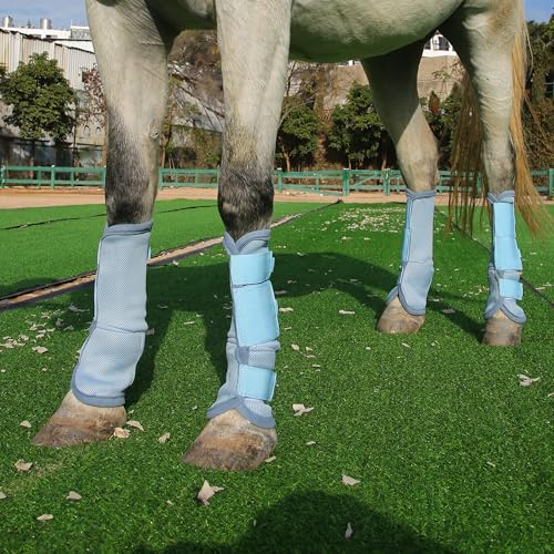 Image of Horse Fly Boots, Mesh Fly Boots for Horse Set of 4, Equine Leg Protection