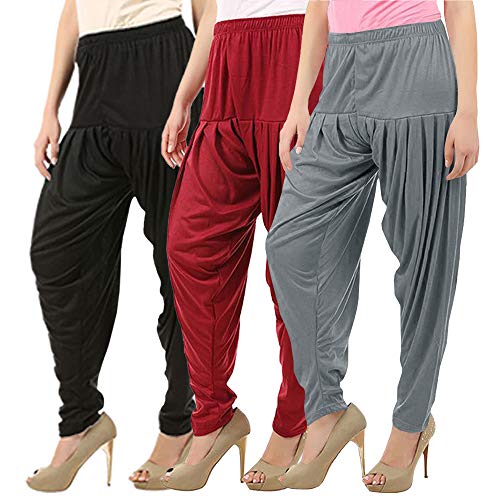 Image of Buy That Trendz Patiyala Pants for Women 3 Combo Patiyala Salwar Harem Viscose Bottoms Pants for Women