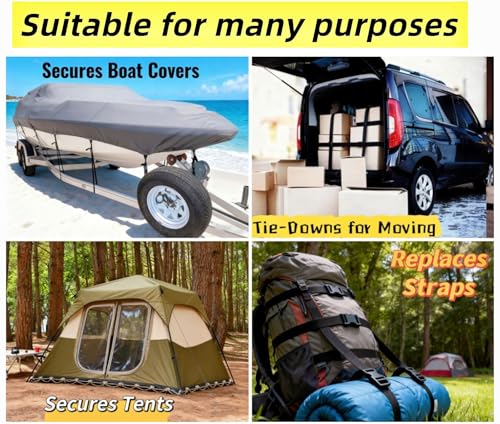 TsdL-one 6 Pack Boat Cover Tie Down Straps with Quick Release Buckles - 1 Inch x 8.33 Ft Heavy Duty Durable Adjustable Nylon Strap for Trailers, Watercraft, RV & Furniture Covers-Blue - Image 2