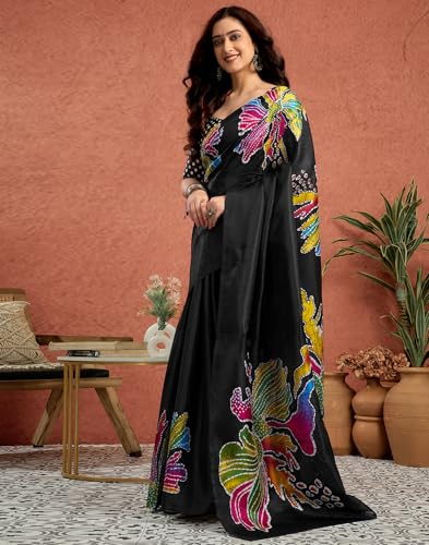 Image of SIRIL Women's Cotton Printed Saree with Unstitched Blouse Piece