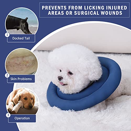 Dog Cone Collar Water-Resistant Soft Cone For Dogs After Surgery Adjustable Pet Recovery Collars Comfy Dog Neck Donut Collar Protective Elizabethan Collar Alternative For Dogs & Cats, Blue #TOP2