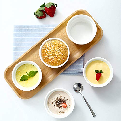 DeeCoo 12 Pack Porcelain Souffle Dish Ramekins Baking Cups – 6 oz x 6, 8 oz x 6 -Oven Safe White Ramekins Bakeware Set for Pudding, Creme Brulee, Custard Cups and Souffle Small instant table tray