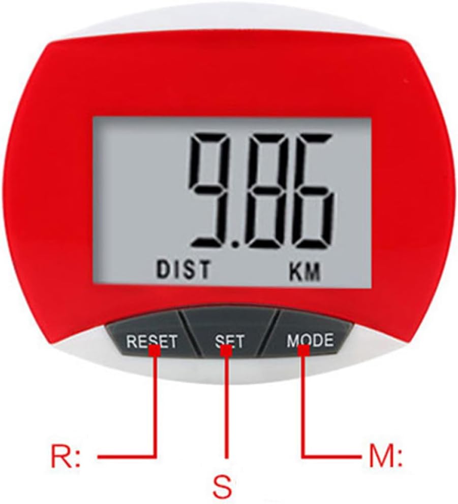 Multifunctional Red Pedometer Large Screen Digital Step Counter for Men Women Sports Accessories Walking Running Fitness Tracker with Calorie and Distance Monitor