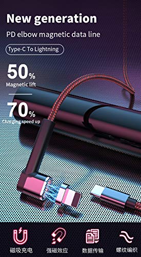 Strong Magnetic Usb C To Ios 16 Pd Fast Charging Cable, Right Angle, 90 Degree, 8 Pin Data Syncing L-Tip 27W 20W 9V3A Cord, Nylon Braided For Iphone 14 13 12 Mini Pro Max 11 Xs Xr Ipad Air, 1.2M 4Ft #TOP6