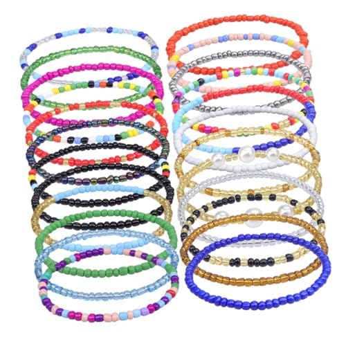 Tobillera con cuentas de vidrio para mujer pulsera bohemia trenzada pack de 10 unidades