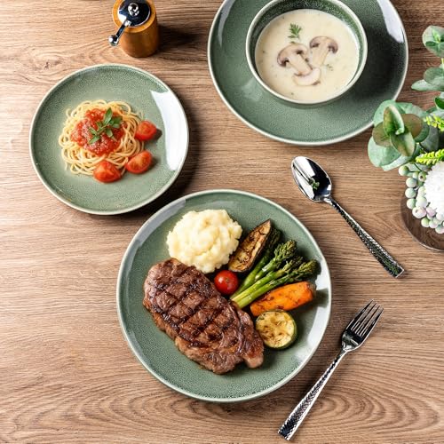AmorArc Ceramic Dinnerware Sets, Handpainted Plates and Bowls Set, Scratch Resistant Stoneware Dishes Set, Dishwasher & Microwave Safe - Image 7