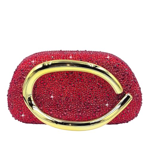 Boutique De FGG Mini Rhinestone Clutch Purses for Women Dressy Sparkly Red Evening Bags Wedding Bridal Crystal Clutch Handbag