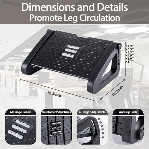 image for CasaZenith Foot Rest, Six Heights Adjustable Foot Rest for Under Desk 