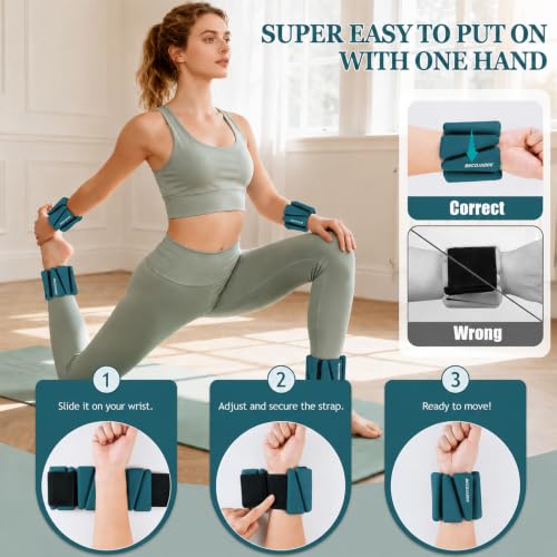 Image of BECOJADDE Ankle Weights Set of 2 (1 lb /2 lb /3 lb Each) Adjustable Wrist Weights for Women Men Wearable Arm Leg Weight for Pilates, Running, Walking, Workout, Yoga