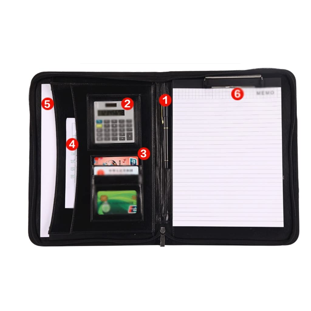 JFDBGU Multi-Funzione di Cartella, Vendite Clip Zipper Bag Portatile Folder Manager con calcolatrice di Misura Camera di Clip(Brown)