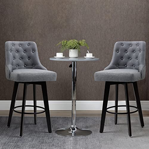 Homyedamic Counter Stool 360 Free Swivel Upholstered Height Bar Stool With Back Set Of 2, Cotton Linen Fabric Skin-Friendly #TOP1