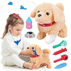 Pafolo Elektronische Haustiere, Plüschtier Spielzeug Hund der Läuft und Bellt, Haustiere Hund, Hund Interaktives Spielzeug Kinder mit Gehen, Bellen, Schwanzwedeln, Singen Funktion