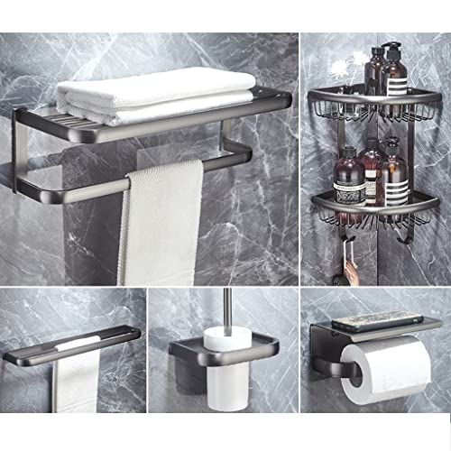 Juego de accesorios de baño Juego completo de accesorios de baño de cobre puro gris cobre, toalleros de baño, toallero, soporte de papel higiénico, ganchos para batas montados en la pared (color: to
