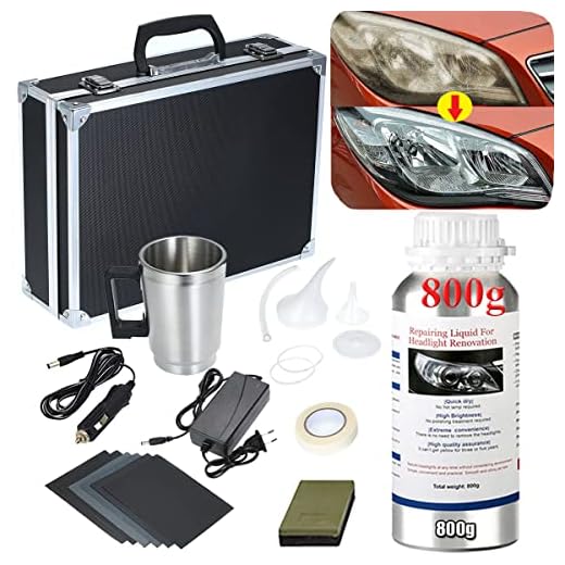 Ghguole Kit Pulir Faro,Kit Restauración Faros Coche con 800g Pulimento Faros Coche,Kit Pulido Faros Coche,Kit Renovador Faros Coche,Kit Reparación Lentes Faros Coche para Amarillear/Rayones/Grietas