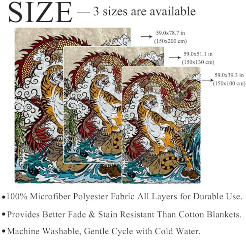 Couverture polaire dragon de Chine plaid microfibre chaud 150x200
